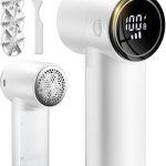 6-Blade Rechargeable Fabric Shaver with LCD Display Pearl White